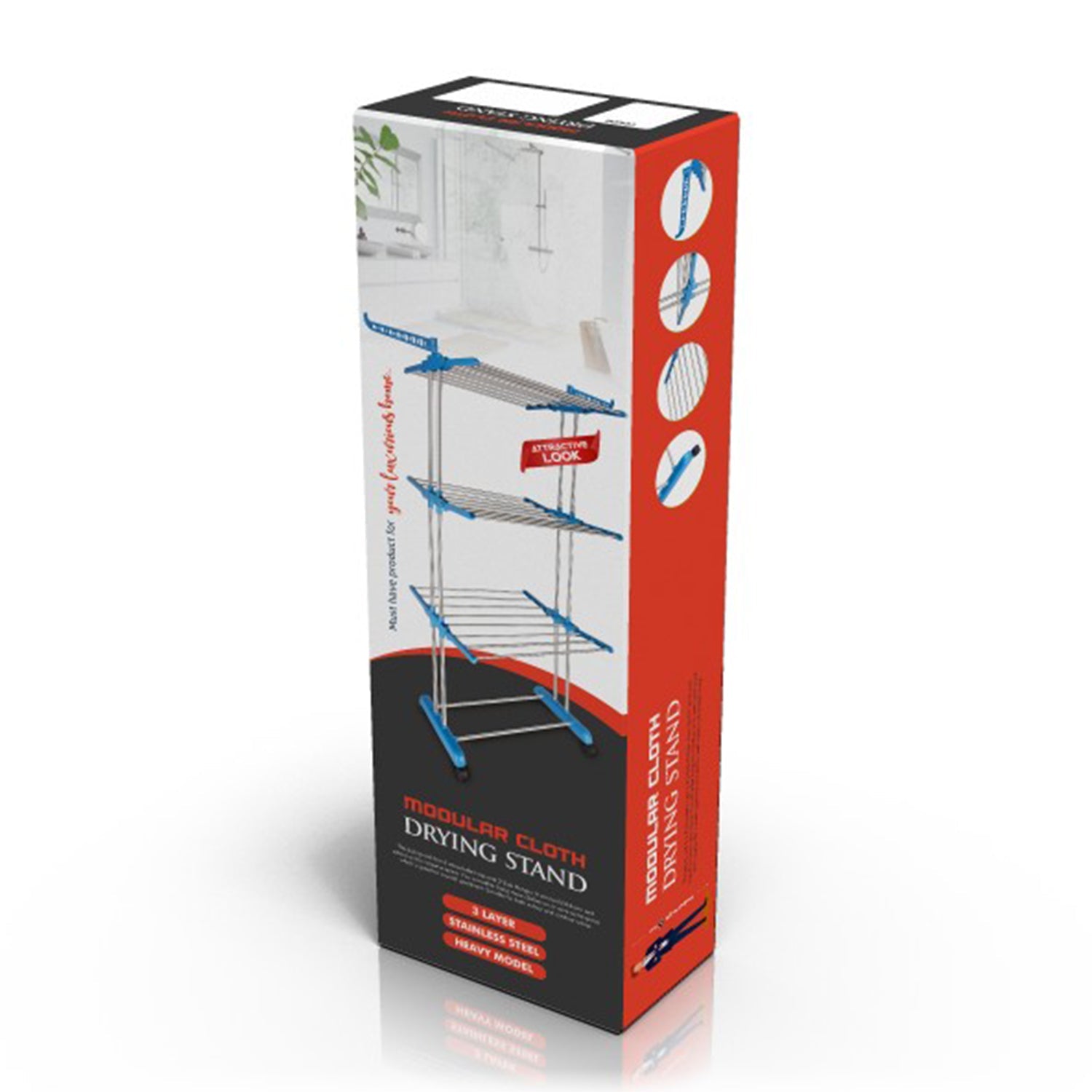 4685A 3 Layer Stainless steel Cloths Rack For Holding And Hanging Wet Cloths And Items In Various Types Of Places. DeoDap 4685A 3 Layer Stainless steel Cloths Rack For Holding And Hanging Wet Cloths And Items In Various Types Of Places. DeoDap